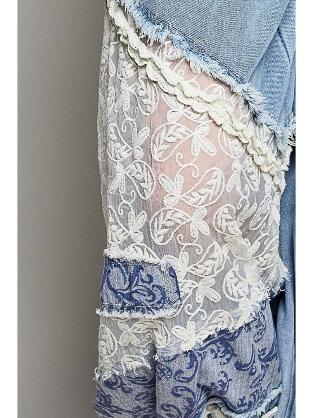 POL Bluebell Manor Patchwork Joggers in Denim - Picture 9 of 9